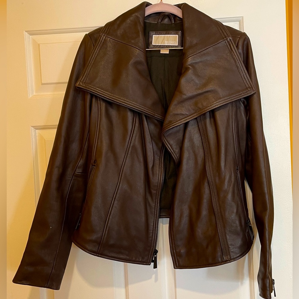 Michael Kors Brown Leather Jacket